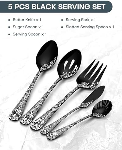 EUIRIO 5PCS Serving Utensils,Serving Set Includes Large Serving Spoon