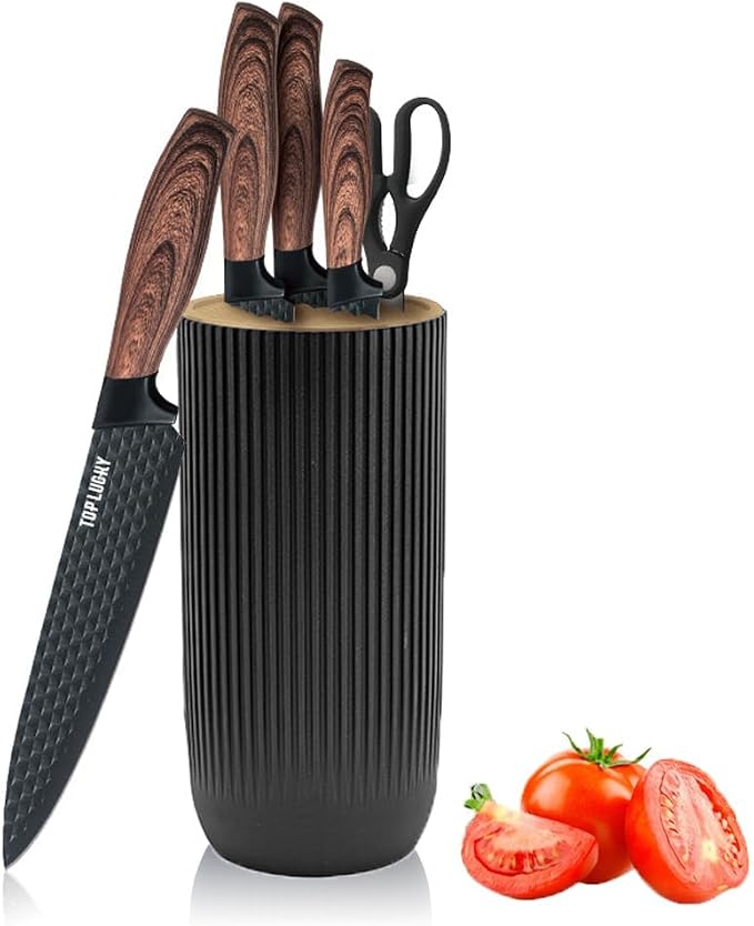 Knife Set, Wiztoynia 6-Piece Black Kitchen Knife Set by Wiztoynia