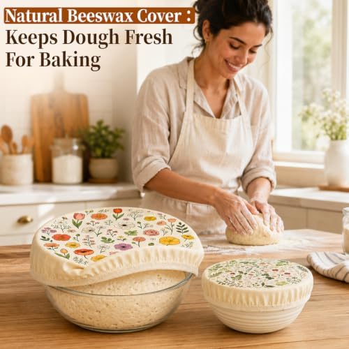 Reusable Beeswax Bowl Covers, 3 Pack, 12/10/8 Inch