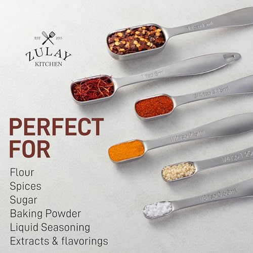 Zulay Measuring Spoons Set - 6 Piece Stainless Steel Measuring Spoons