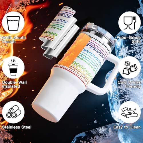 40oz Stainless Steel Large Insulated Tumblers With Handles Lids And