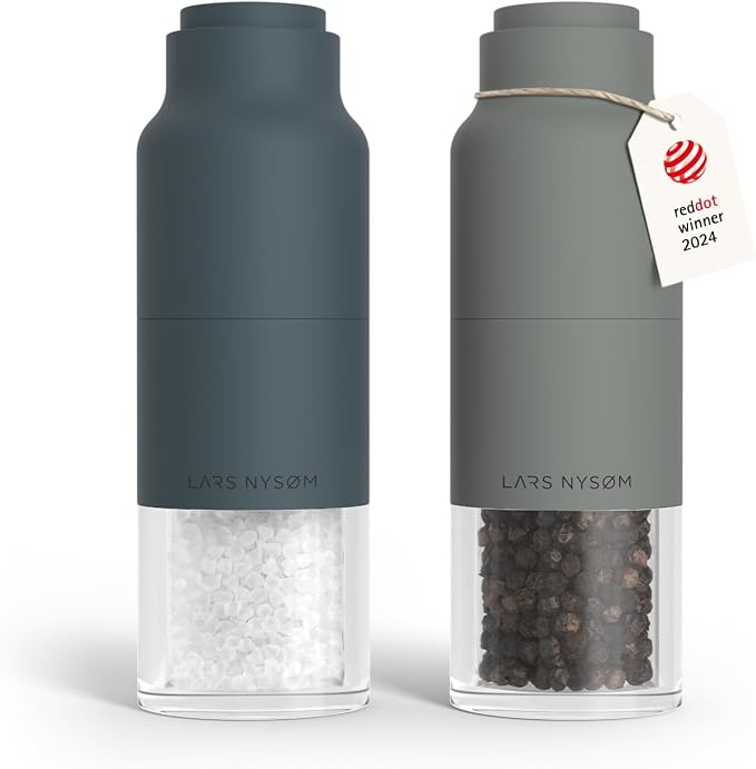 LARS NYSØM Salt and Pepper Grinder Set, Stainless Steel Manual Salt and Pepper by LN