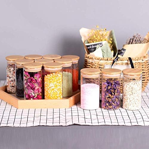 Tzerotone 12 Pcs Glass Spice Jars - 8.5oz Empty Small Glass Bottles
