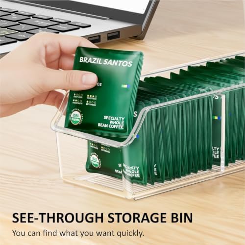 FUCDTEFC Tea Bag Organizer, Tea Bag Holder Box Storage Bin, Clear Tea