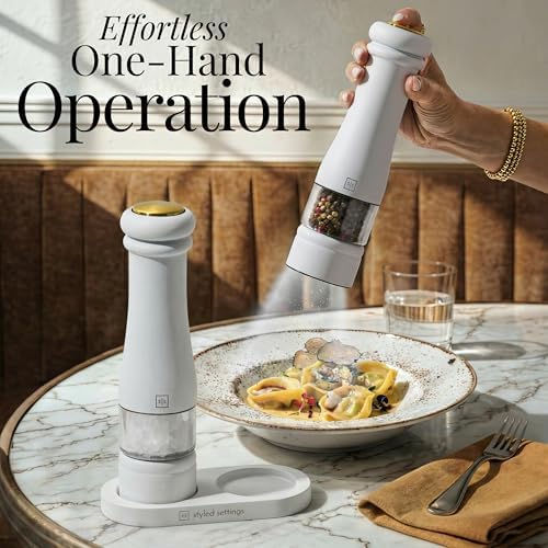 Styled Settings Electric Salt and Pepper Grinder Set, White