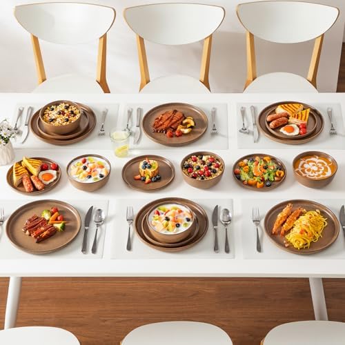 vancasso Plates and Bowls Sets, 18 Pieces Stoneware Dinnerware Set for