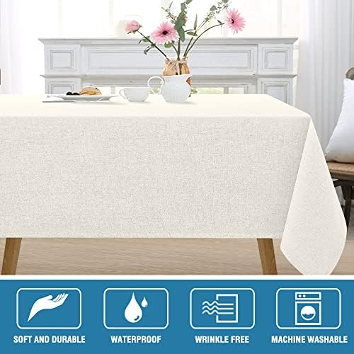 H.VERSAILTEX Linen Textured Tablecloth 60 x 84 Waterproof Decorative