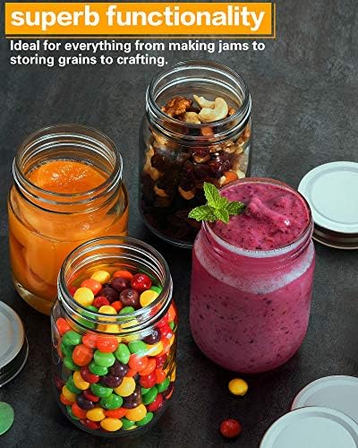 Rainforce 12 oz Mason Jars with Silver Lids, 20 Pack