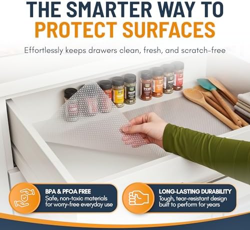 Refrigerator Liners for Shelves (12 Pack) by Linda’s Essentials