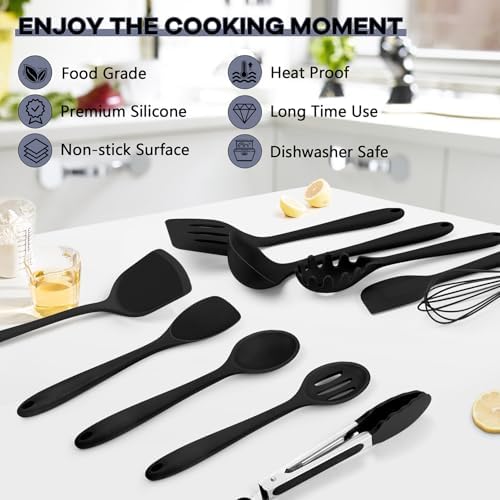 TeamFar 10 pcs Silicone Cooking Utensils Set