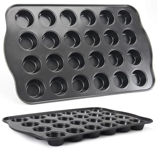 Cupcake Pan Nonstick 2 Pack (Grey, Mini 24 cup)