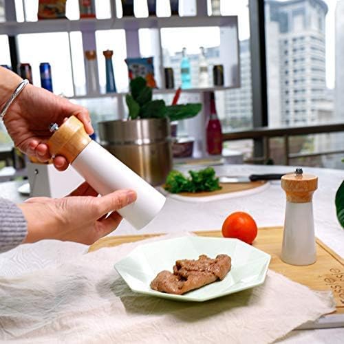 Salt and Pepper Grinders White Salt Shaker Wooden Pepper Salt Grinder Set - Image 4