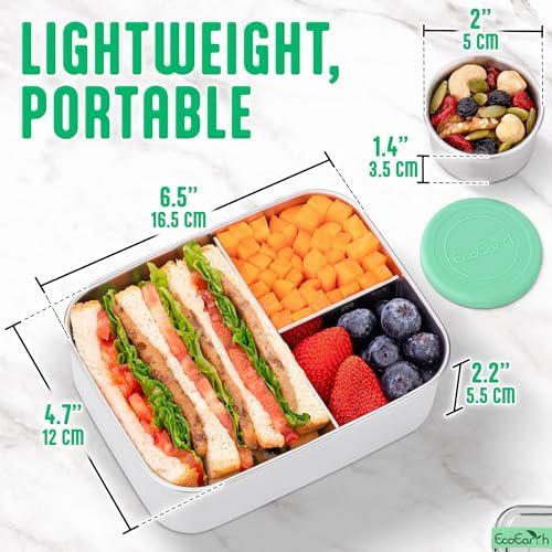 Stainless Steel Bento Box w/ Silicone Strap & Condiment Cup, 27 oz