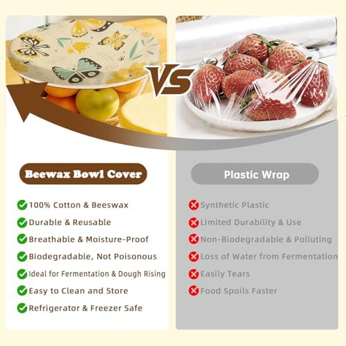 Reusable Beeswax Bowl Covers for Bread Proofing & Food Storage