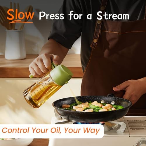 TrendPlain 16oz Glass Olive Oil Sprayer, Black & Green