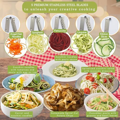 Brieftons 5-Blade Vegetable Spiralizer & Noodle Maker