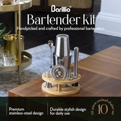 Barillio Elite Mixology Bartender Kit with Stand - Cocktail Shaker Set