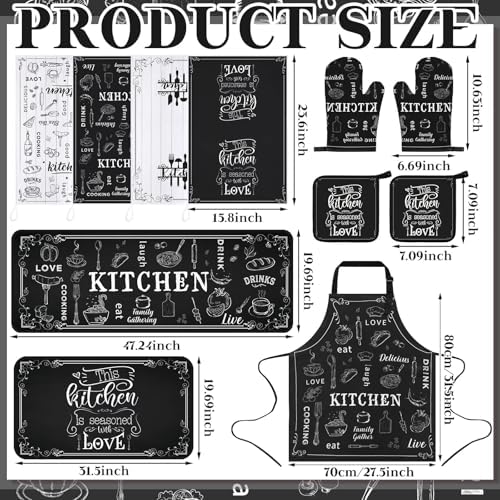 Fourluoo 12-Piece Farmhouse Kitchen Set, Towels and Apron