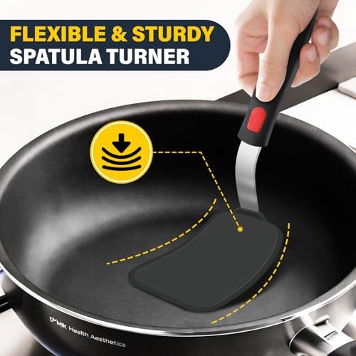 Silicone Spatula Set, Heat Resistant Solid & Slotted Turner for