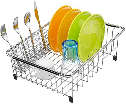 iPEGTOP Expandable Stainless Steel Over-Sink Dish Rack