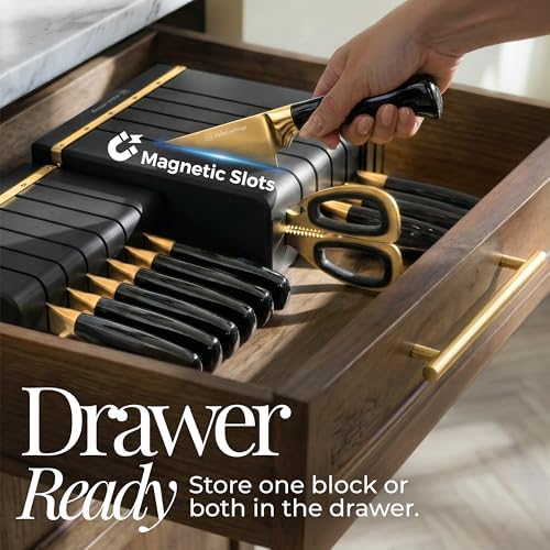 Styled Settings 12-Piece Black and Gold Knife Set