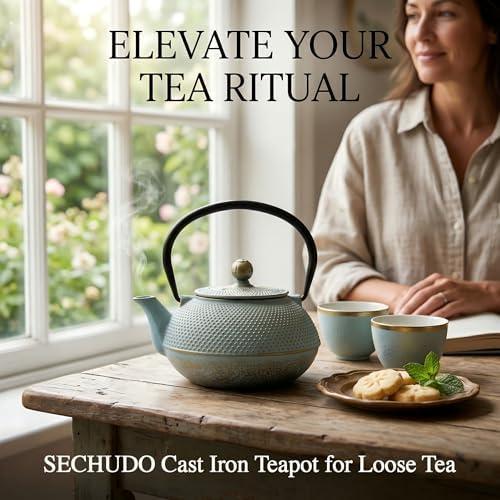 Cast Iron Teapot with Stainless Steel Infuser, 30.4oz