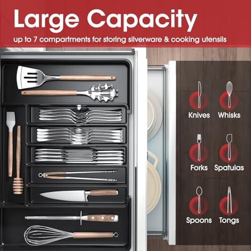 Aujen Adjustable Silverware Drawer Organizer
