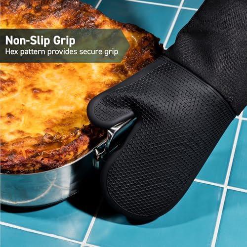 HexClad Silicone Oven Mitts, 2-Pack, Black