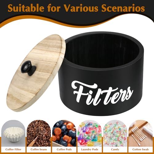 Wooden Coffee Filter Holder with Lid, Basket Coffee Filter Storage