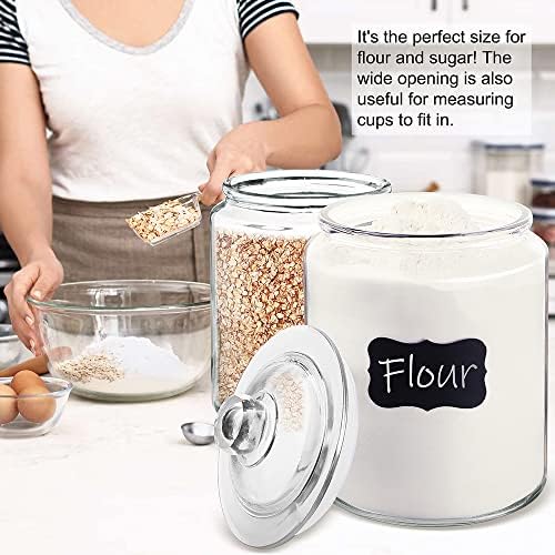 1.5 Gallon Glass Canisters with Airtight Lids, 2 Pack Flour & Cookie