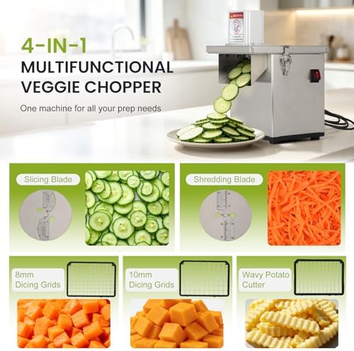 4-In-1 Electric Vegetable Chopper, 200W, Stainless Steel