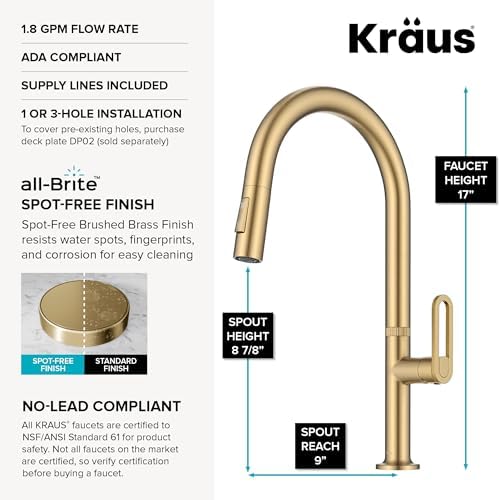 KRAUS Brushed Brass Pull-Down Kitchen Faucet