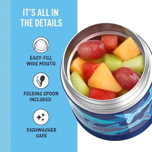 THERMOS FUNTAINER Kids Food Jar with Spoon, 10oz, Sharks
