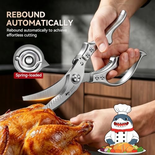 MAD SHARK Heavy Duty Poultry Shears,Spring Loaded Kitchen