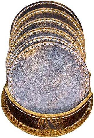 Rustic Town Leather Coasters for Drinks - Cup Coasters Coffee Table