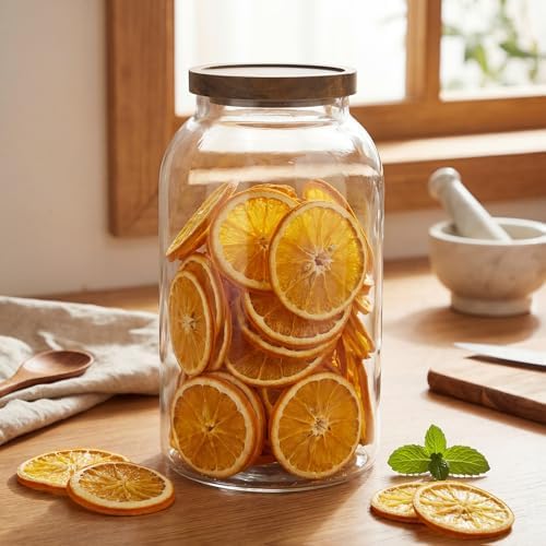 Bekith 1 Gallon Glass Jar with Wooden Airtight Lid, Large Food Storage