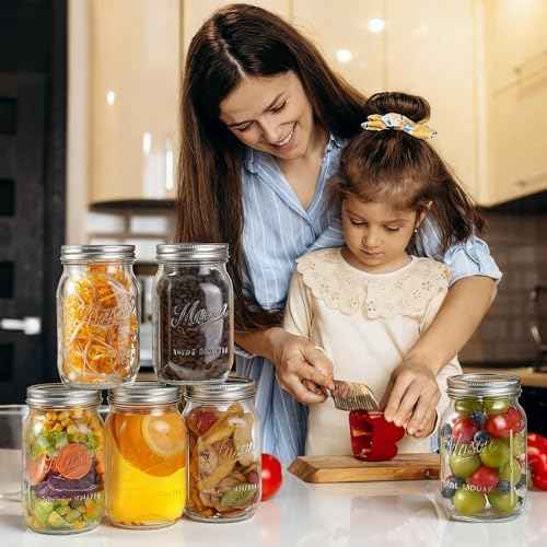 Mason Jars 32 oz, 6 Pack, Wide Mouth
