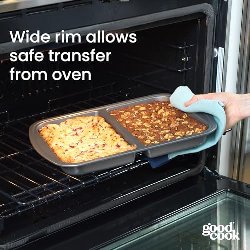 GoodCook Everyday Divided Baking Pan 1.5-Inch Deep 2-Section Non-Stick