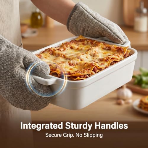 3.4" Deep Ceramic Casserole Dish with 2-in-1Lid, 4.8 QT, 9x13 inch