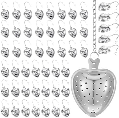 50 Pcs Stainless Steel Heart Shaped Tea Infuser, Loose Leaf Steeper