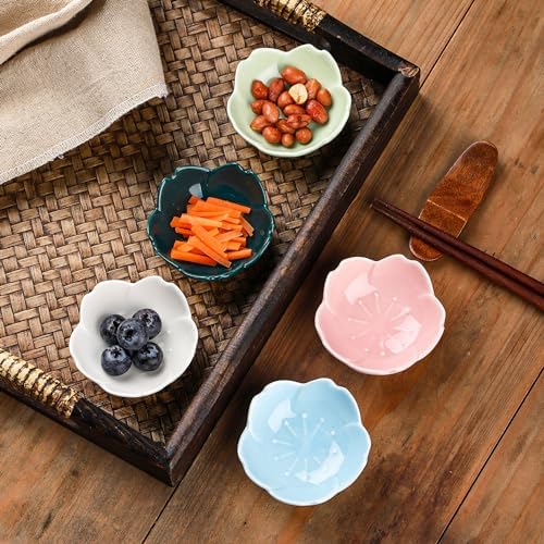 WHJY Pink Cherry Blossom Dish Set, Cute Pink Ceramic Plates