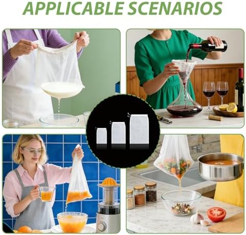 10Pack Cheese Cloth Bags for Straining Reusable Fine Mesh Strainer