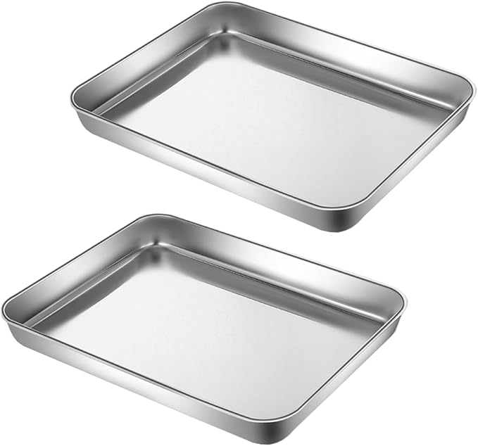 Small Cookie Baking Sheet Pans Stainless Steel 304 Little Serving Tray 10.4 by YourReliableKitchenPartner