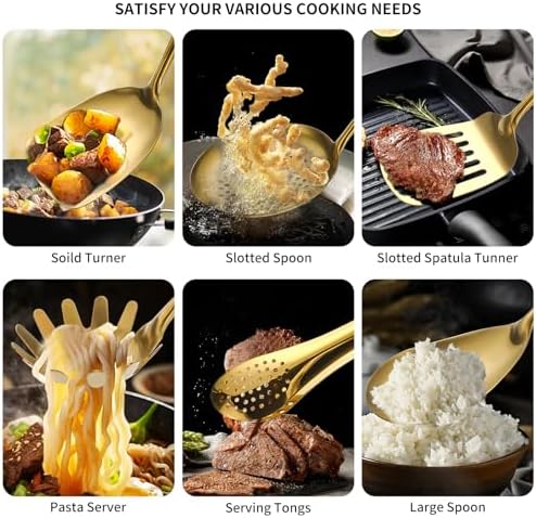 304 Stainlss Steel Matte Kitchen Utensils Set, 12 Pcs Long Metal