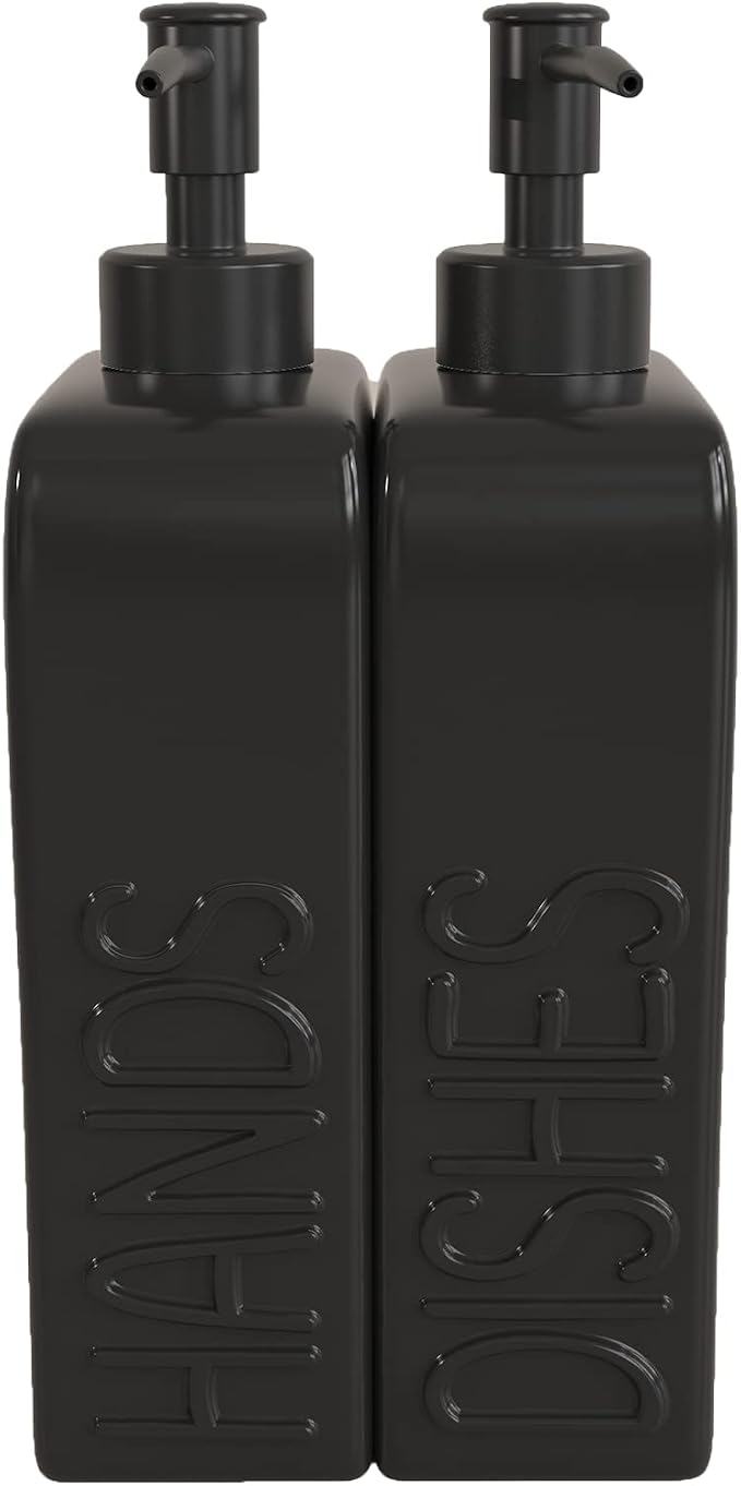 Soap Dispenser Set with Stainless Steel Pump, 2 Pack Ceramic Refillable Dish - Image 6