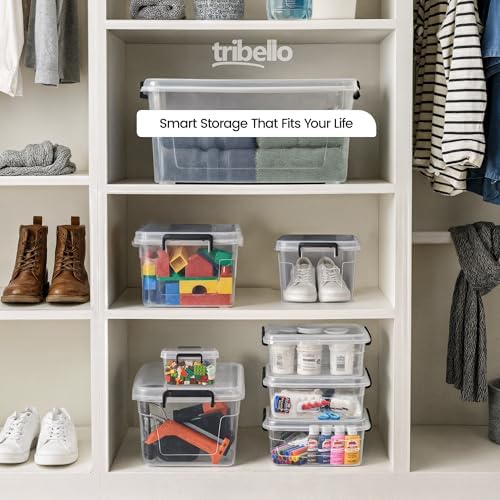 Plastic Storage Bins with Lids, Clear, 21 Qt