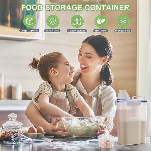 2 Pcs 5.5Lbs Rice Storage Container, Rice Container with Measuring Cup