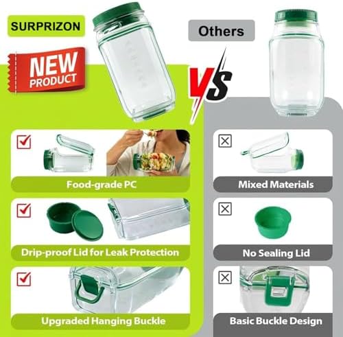 Salad Jar with Side Opening, Leakproof Mason Jar Container, Portable