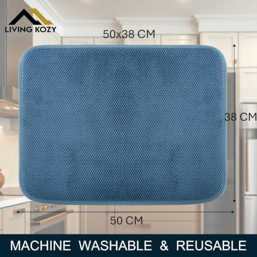 Microfiber Dish Drying Mat, Blue, Large - 15"x20"