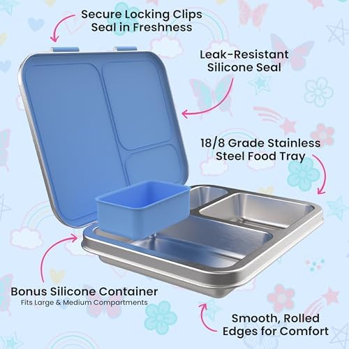 Bentgo Kids Prints Stainless Steel Leak-Resistant 3-Compartment Lunch